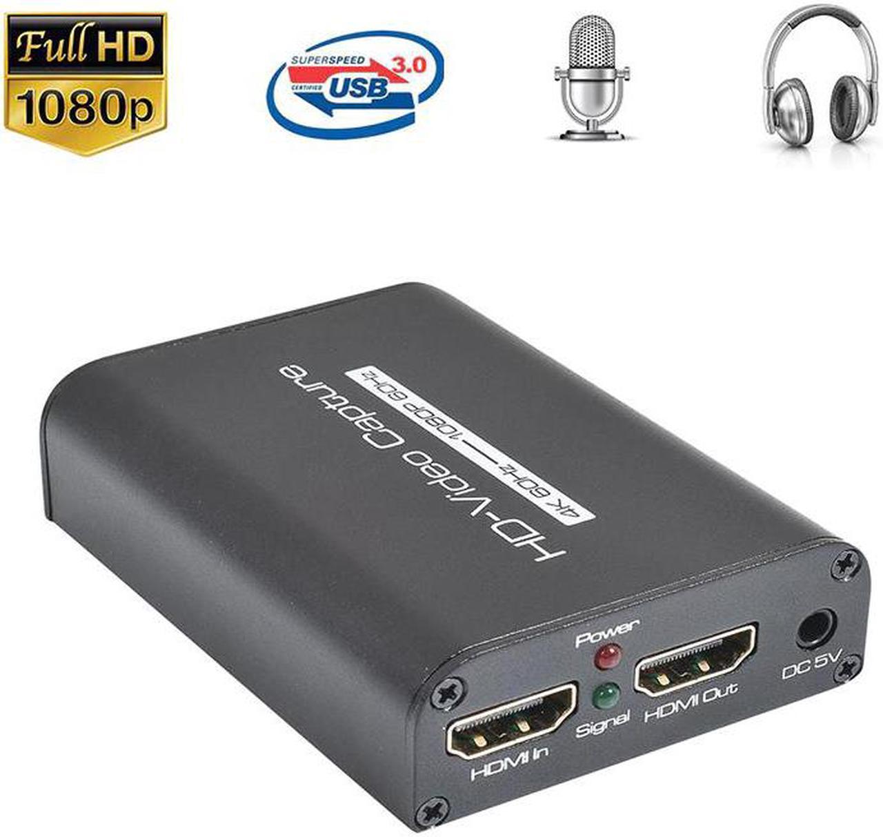 4K 60Hz HDMI Video Capture Card HDMI To USB 3.0 Video Capture Board Game Record Live Streaming Broadcast Mic In Audio Out