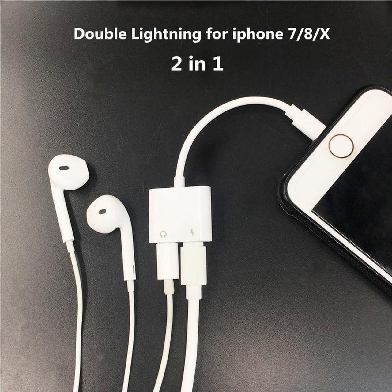 2 in 1 Double Jack Audio Adapter for iPhone 7/8/X for  iOS11 Charging Music or Call For Charging Adapter earphone