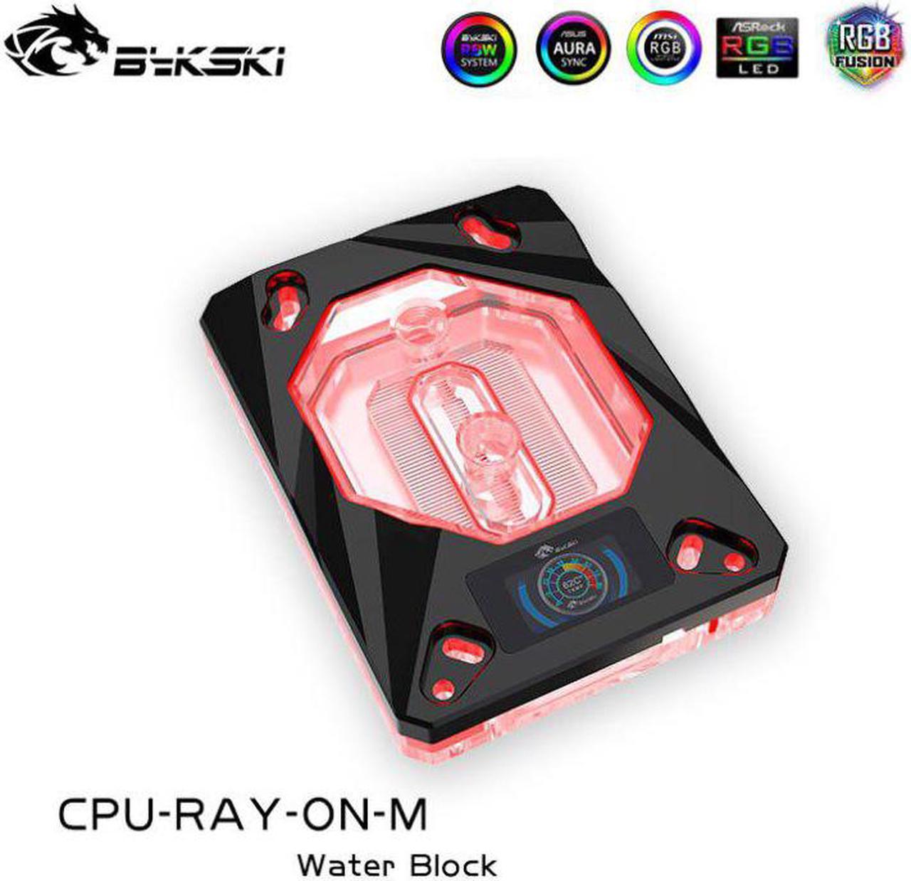 CPU Water Block For AMD Platform Ryzen3/5/7/ThreadRipper Black With LCD Temperature Display,12V 4PIN,5V 3PIN CPU-RAY-ON-M