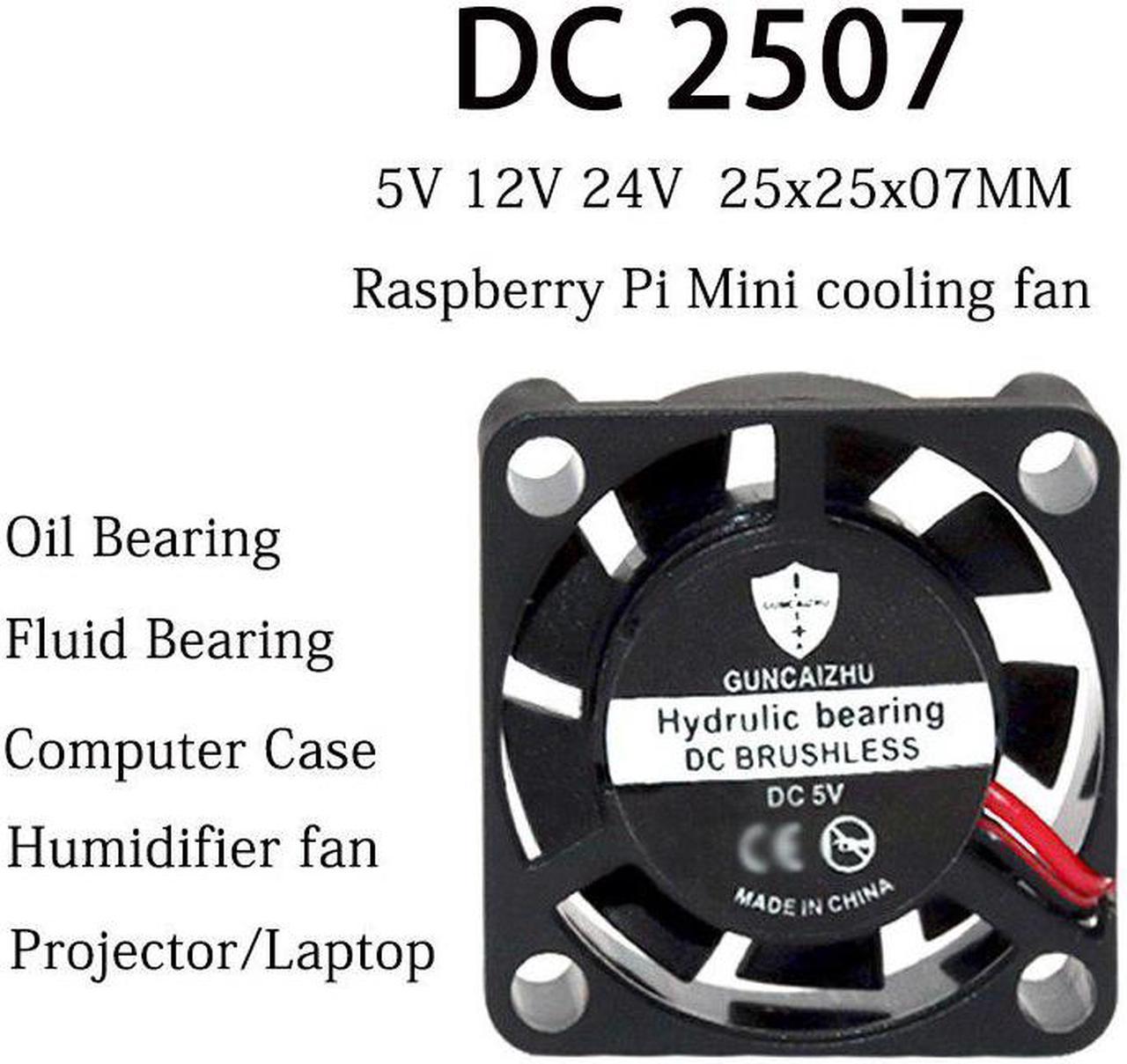 2507 Fan 25x25x7MM Oil Bearing  DC 5V 12V 24V 10028RPM 0.06A Humidifier raspberry pie aroma with 2pin