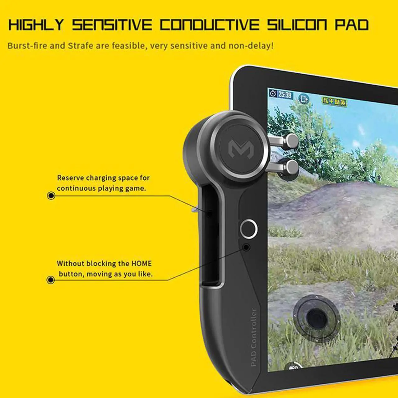 Alt view image 3 of 5 - PUBG Game Controller For Ipad Tablet Six Finger Game Joystick Handle Aim Button L1R1 Shooter Gamepad Trigger