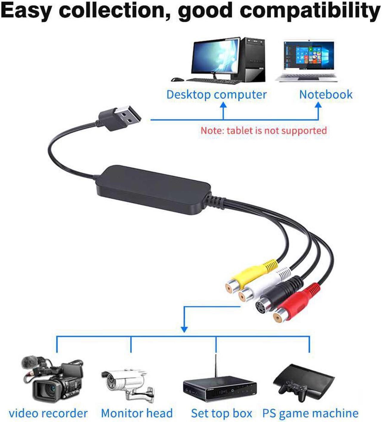 Portable Live Streaming Converter Plug And Play ABS TV Adapter Audio Video  Card Mini VHS To DVD For PC Digitizes