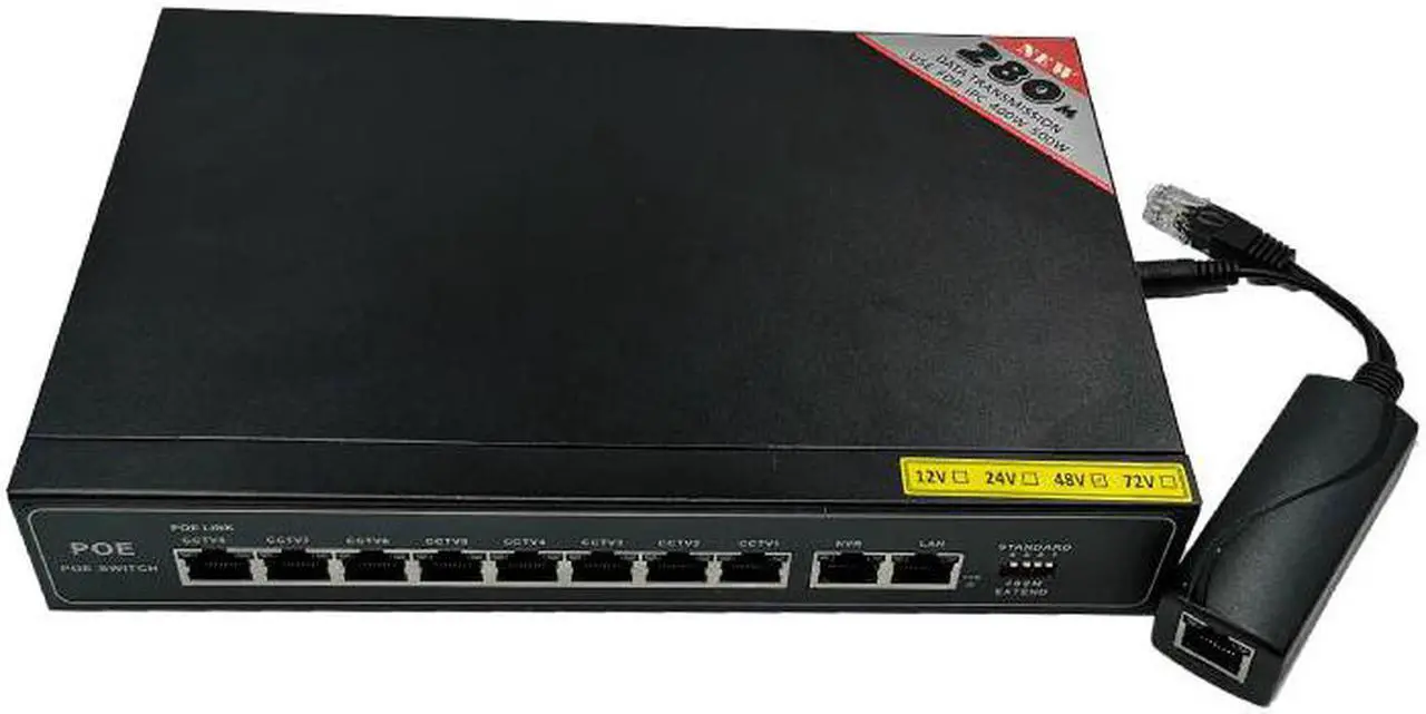 Alt view image 4 of 5 - 10port gigabit unmanaged poe switch 8*10/100  mbps POE poort; 2*10/100/1000  mbps UP Link poort;NVR port 280M network switch