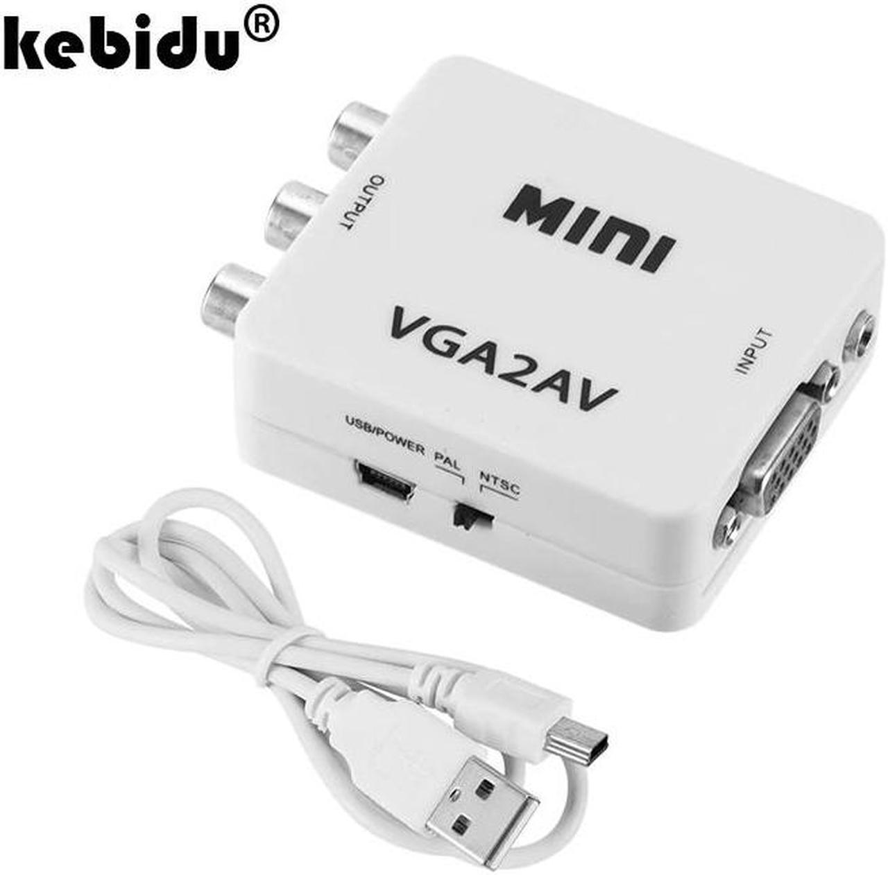 Mini VGA to AV RCA Converter+3.5mm Audio VGA2AV/CVBS Adapter for PC to TV HD Computer VGA input to AV output Converter