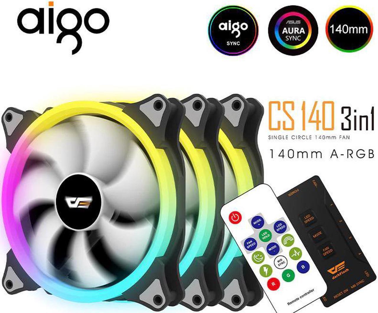 CS140 Radiator 140mm Fan PC  Case Fan PC Cooling RGB Fan AURA SYNC Header IR Remote Quiet Computer Case CPU Cooler Fan