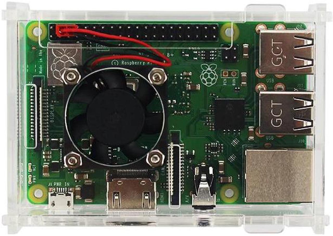 Alt view image 3 of 5 - Case for Raspberry Pi 3 Model B+/Raspberry Pi 3 Transparent Box Cover Shell with Cooling Fan for Raspberry Pi
