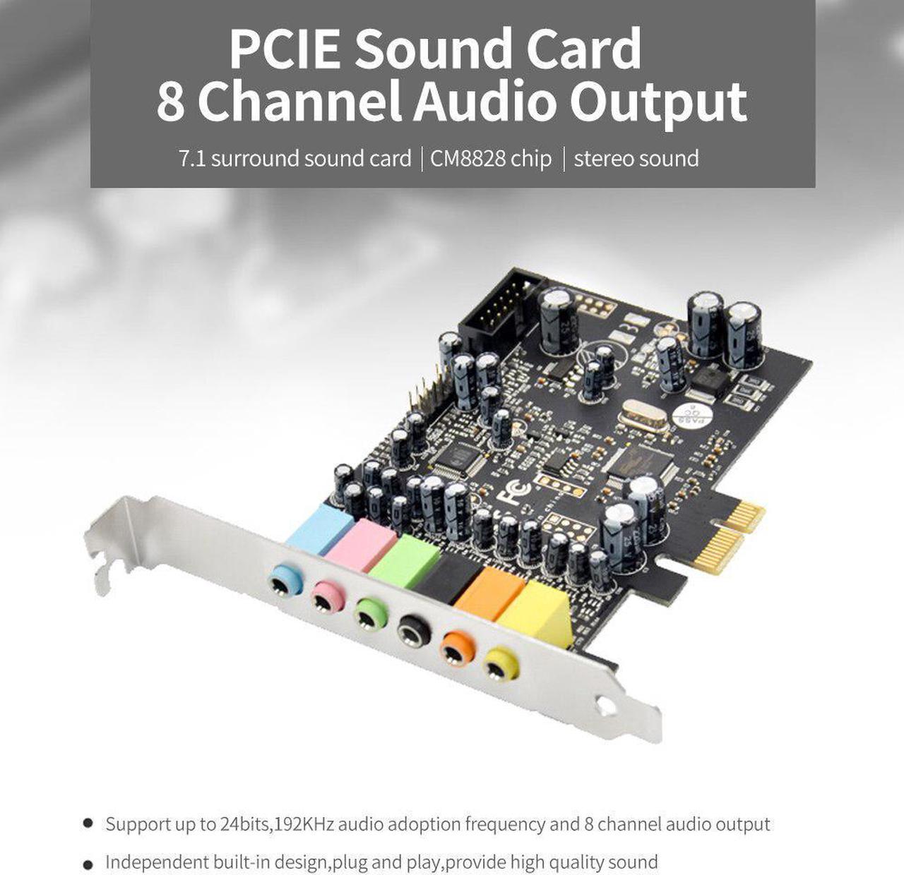 8 Channel Sound Output PCIE 7.1 Channel Sound Card Stereo Surround Sound Built-in CM8828 Chip Audio Sound Card