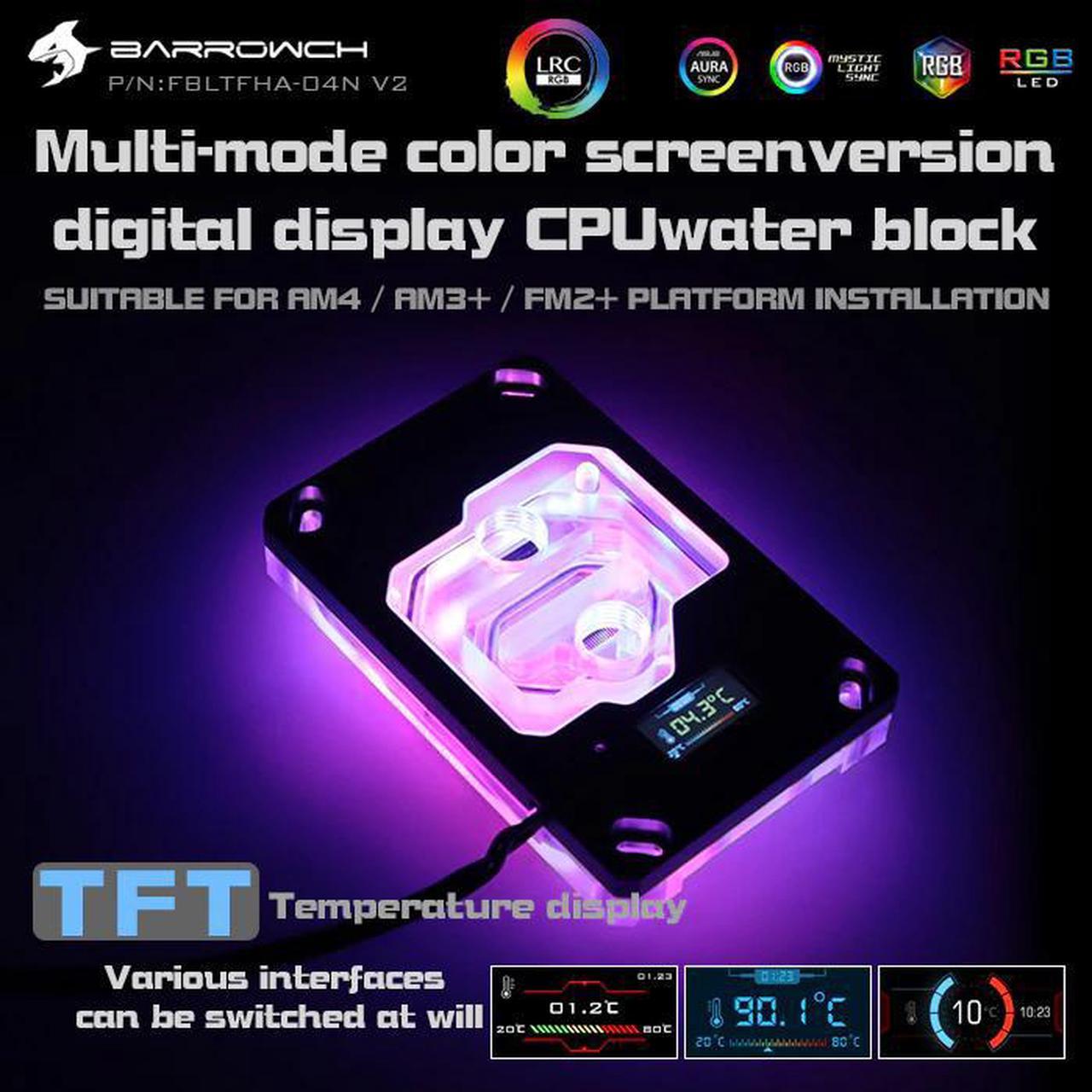 ch FBLTFHA-04N-V2, For RyzenAMD/AM4/AM3 CPU Water Blocks, Digital Display Temperature Microwaterway Block With Controller