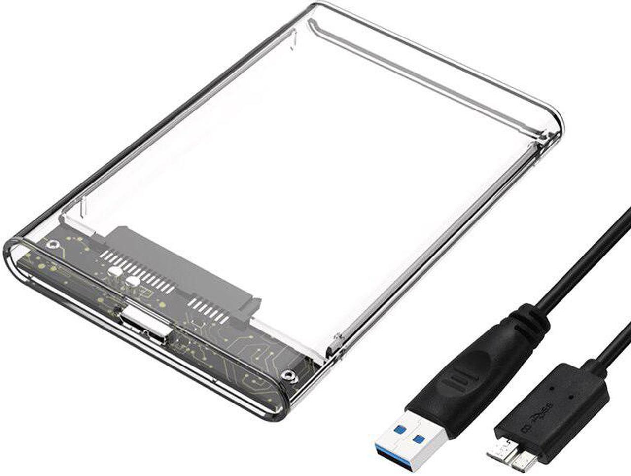 1PC Transparent HDD Enclosure Box SSD Hard Drive SATA to USB 2.0 Adapter External HDD Case 2.5 inch Support 4TB HD 5.0Gbps