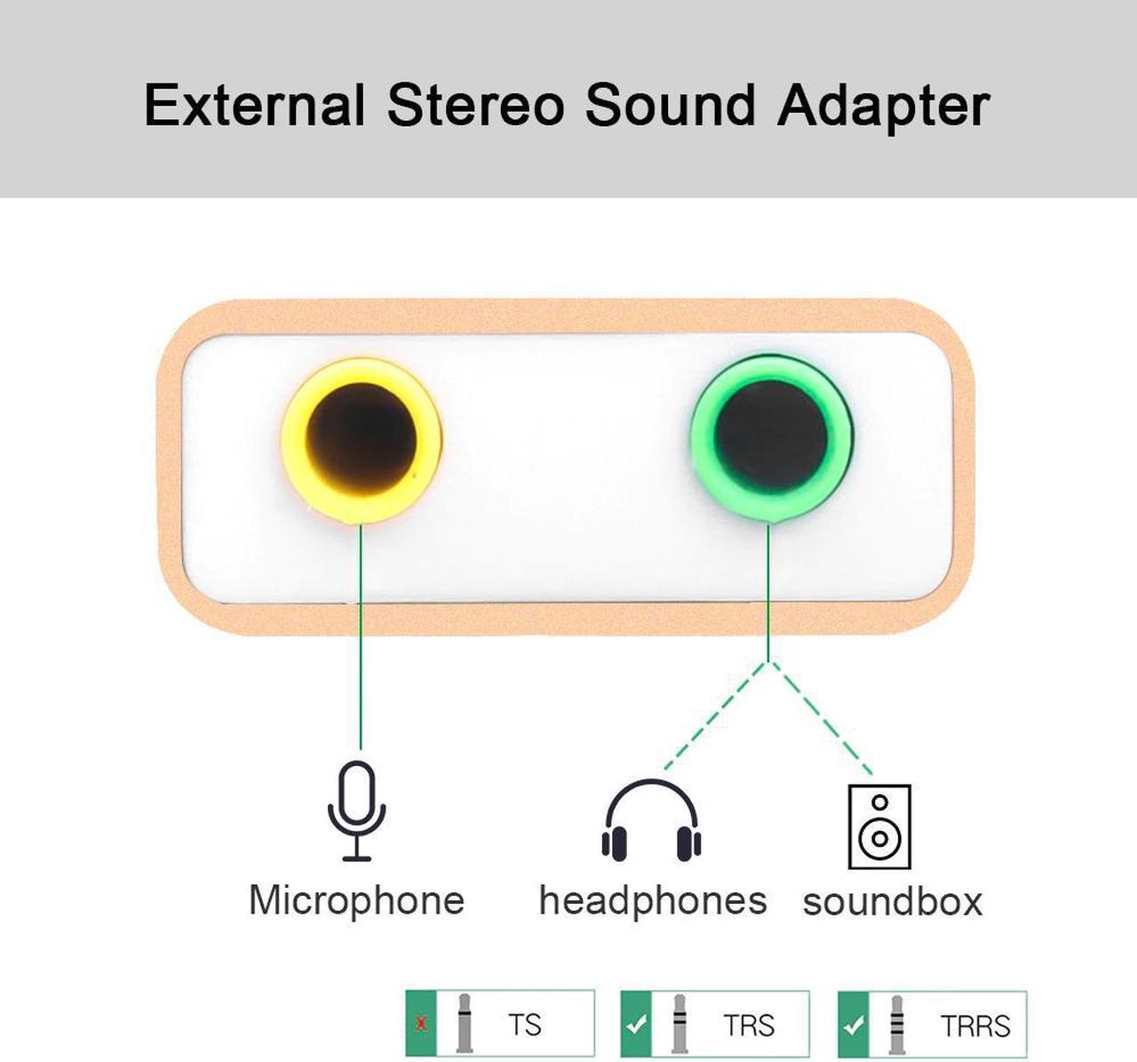 USB External Sound Card Type C USB to AUX Jack 3.5mm Earphone Adapter Audio Mic Sound Card 7.1 Free Drive for Computer Laptop