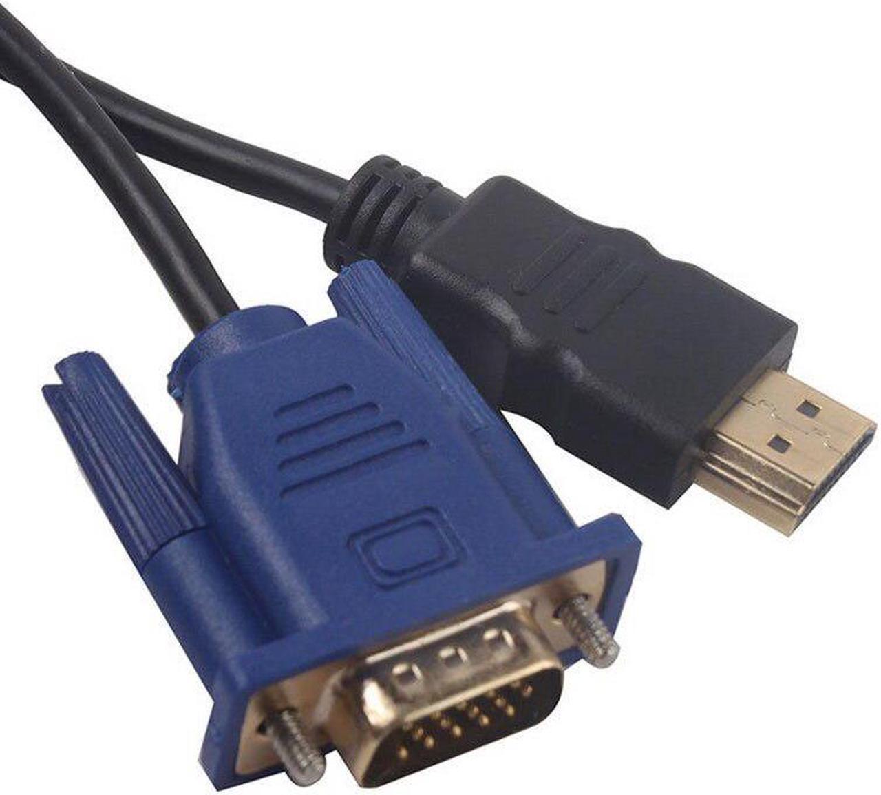 Version 6 ft 1.8M Gold HDTV HDMI to VGA Male HD15 Adapter Cable Cord  For PC TV DF Black