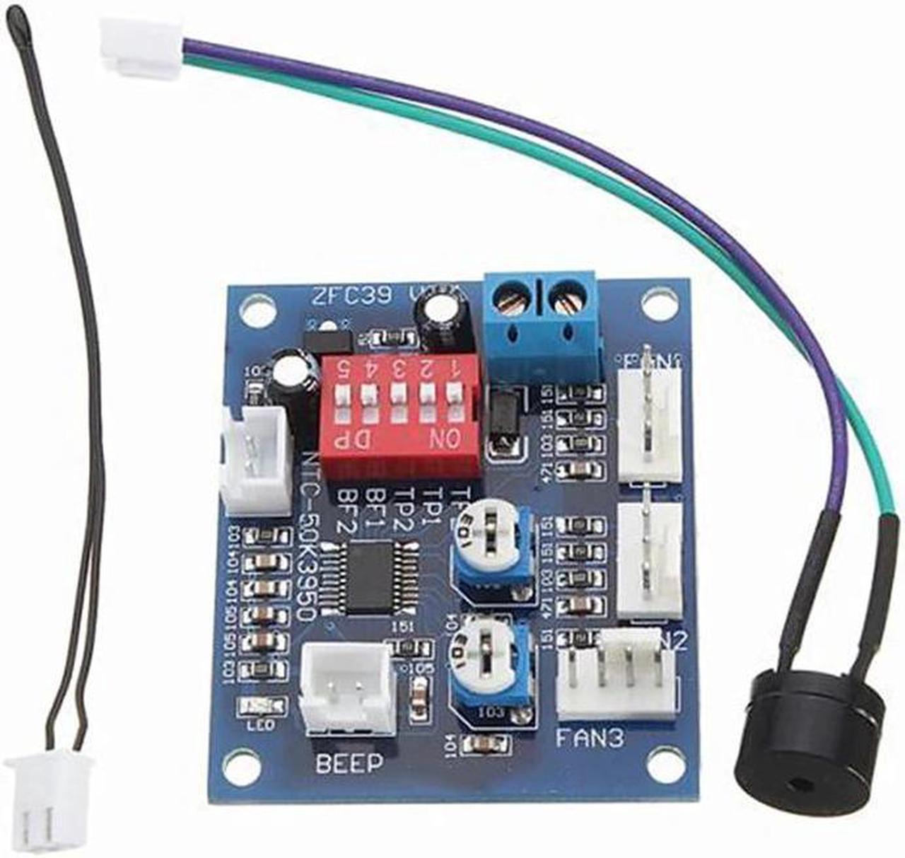 12V 5A PWM PC CPU Fan Temperature Control Speed Controller Board Speed Controller Temperature Probe Buzzle