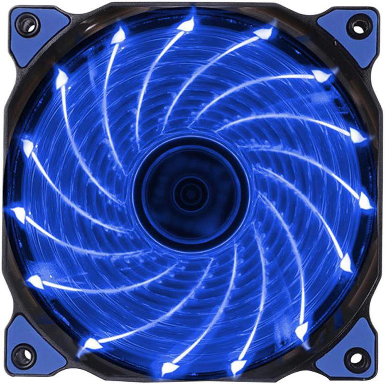 120mm LED Ultra Computer Cooler Silent Computer PC Case Fan 15 LEDs 12V With Rubber Quiet Connector Easy Installed Fan