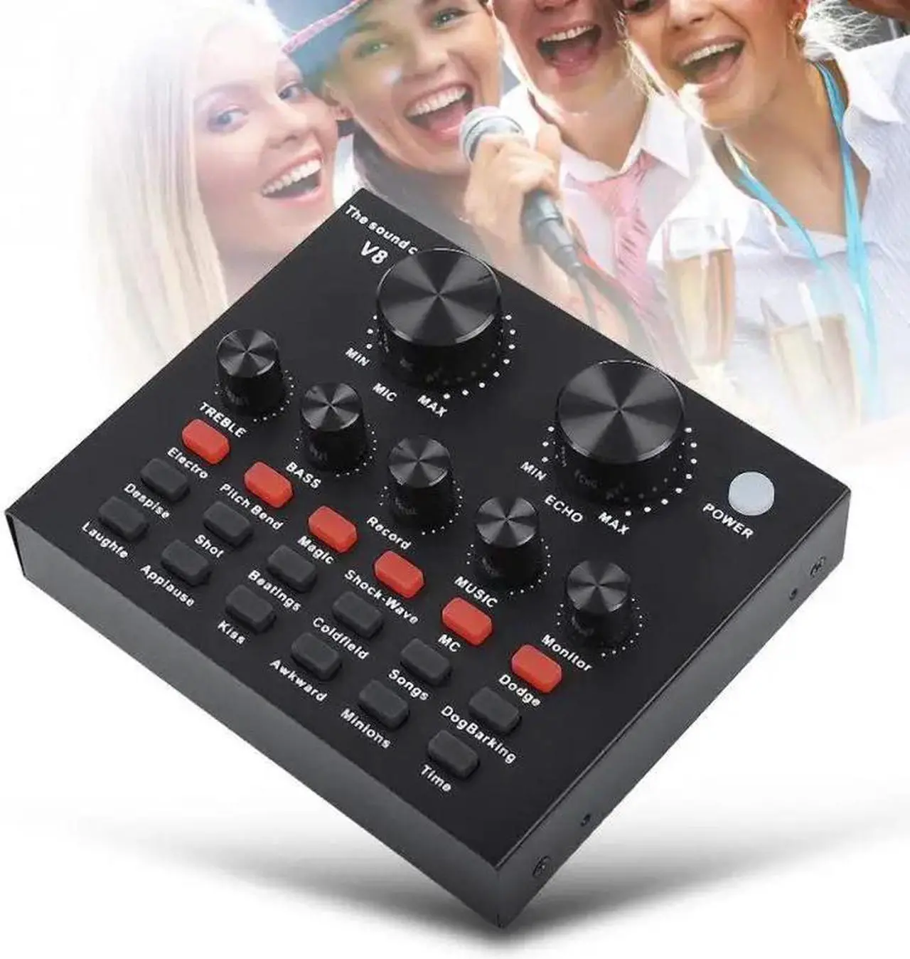 Alt view image 4 of 5 - Sound Card Audio USB 5.0 Headset Microphone Webcast Live Sound Card 12 Sound Effects 10 Modes Sound Card for Phone Computer