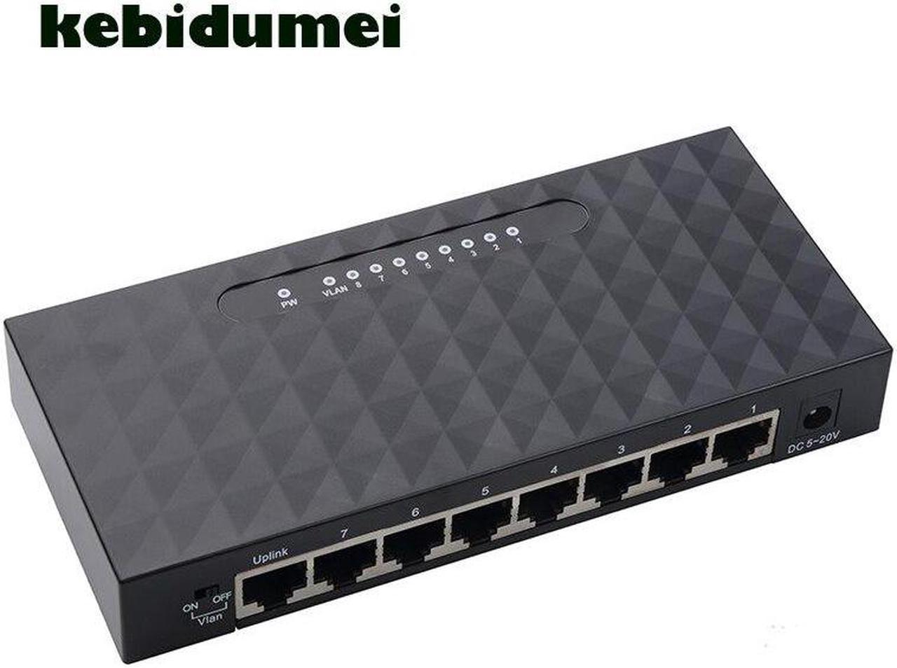 Ethernet Network Switch 8 Port Gigabit Switch Hub 10/100/1000Mbps Base Support Full Half Duplex EU/US Plug