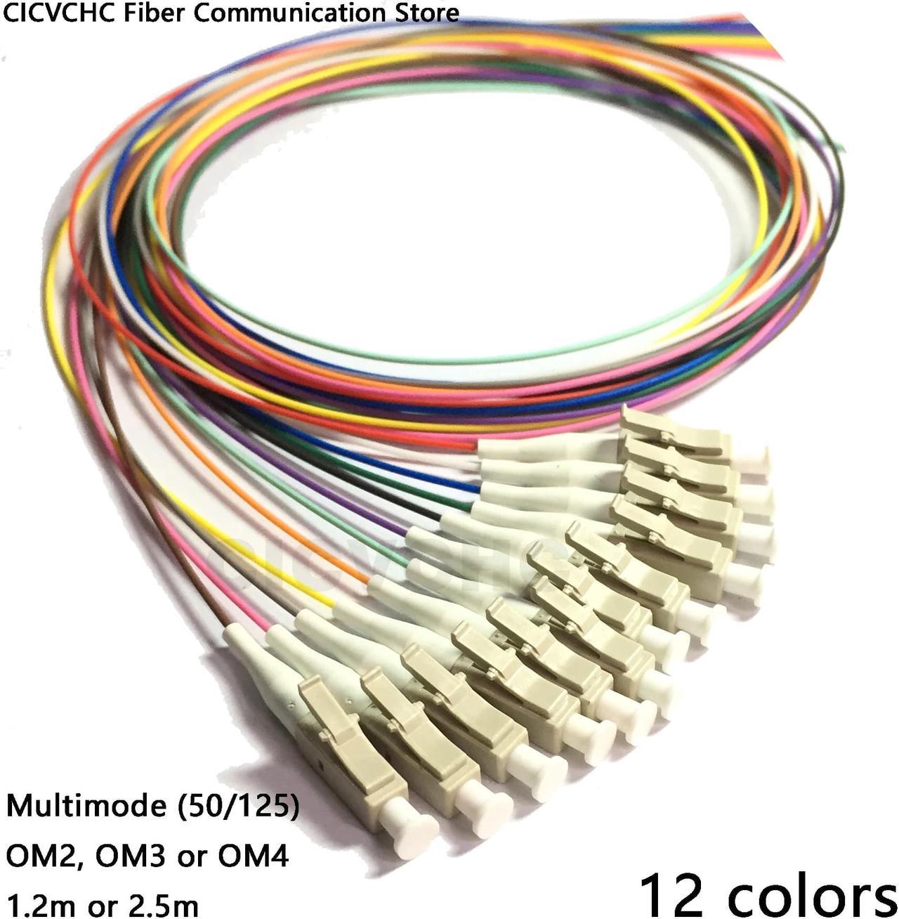 12 Colors LC/UPC-Multimode(50/125)-OM2, OM3, OM4-0.9mm Cable-1.2m, 2.5m / Optical Fiber Pigtail