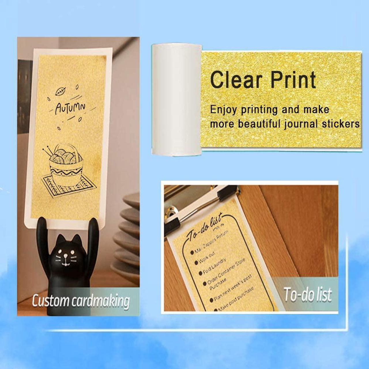 Alt view image 4 of 5 - Self-Adhesive Transparent Gold Thermal Paper Roll for M02/M02S/M02 Pro Photo Printer Printable Sticker Paper