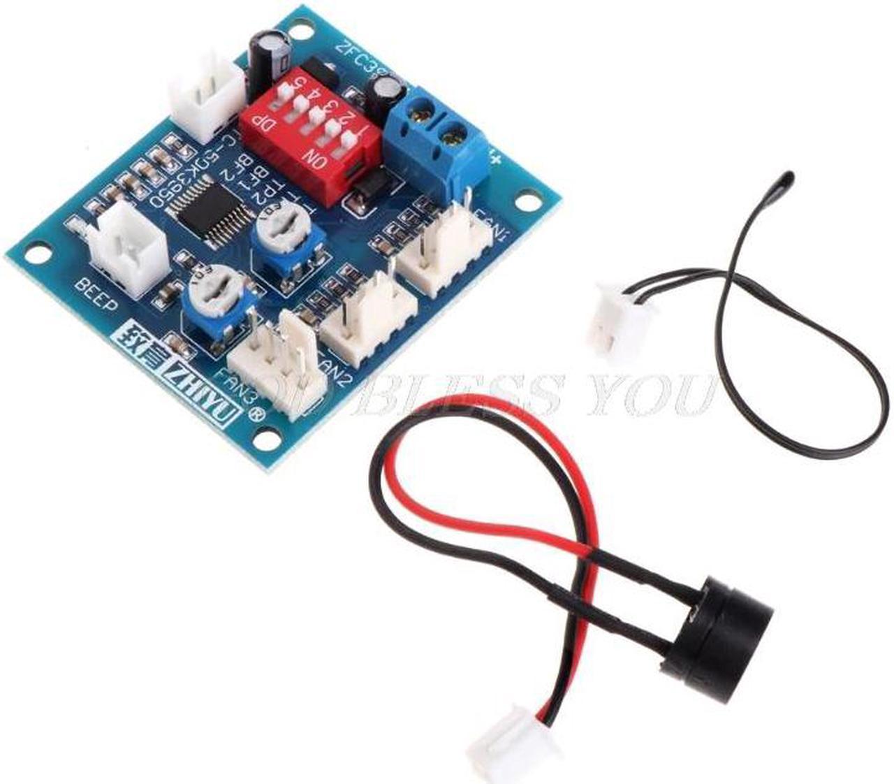 12V CPU Fan Temperature Control PWM Speed Controller Module Alarm Buzzer Sensor Drop Shipping