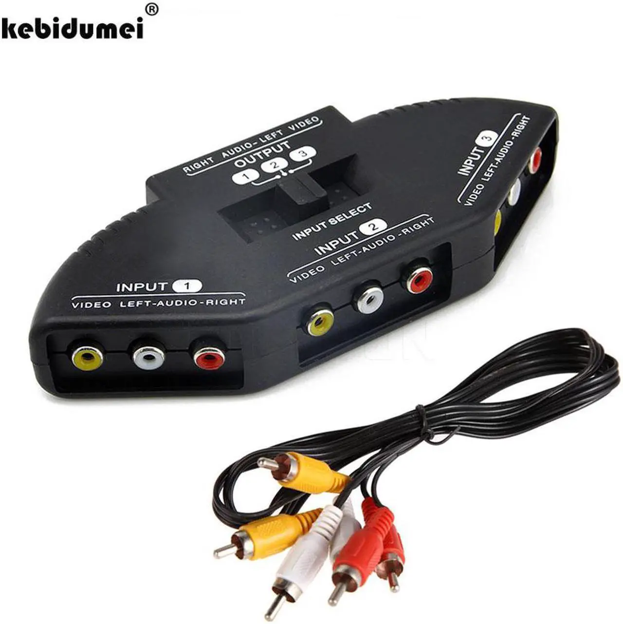 Main image of High Quality 3 Ports Black Selector Video Game Switch Cable AV RCA for TV DVD