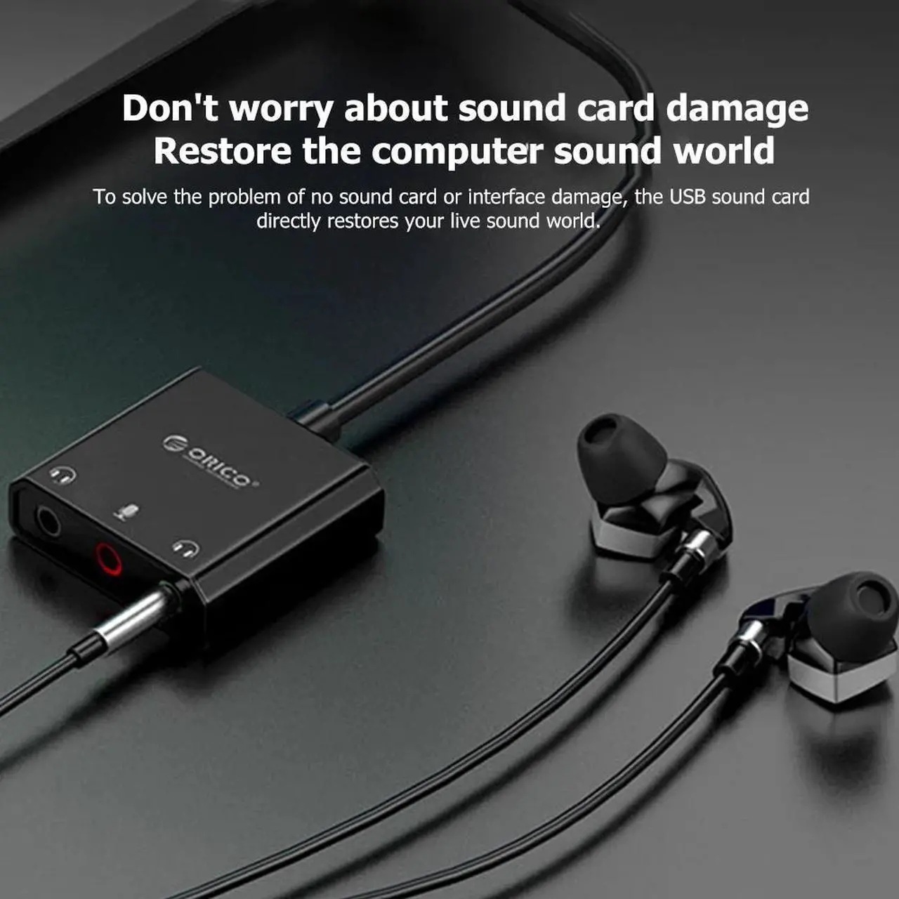 Alt view image 4 of 5 - USB Audio Adapter for Computer Headset  USB 2.0 External Stereo Sound Card Sound Card Converter Adapter