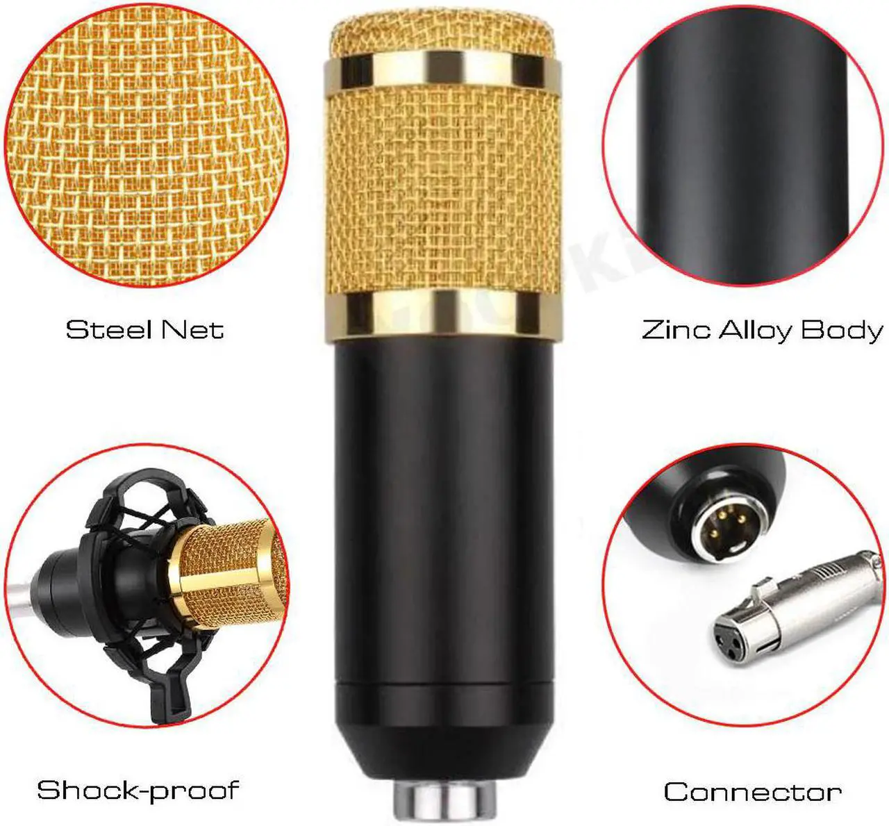 Alt view image 5 of 5 - 800 Studio Condenser Microphone Kit Vocal Recording KTV Karaoke Microfone with Sound Card and Stand for PC Computer