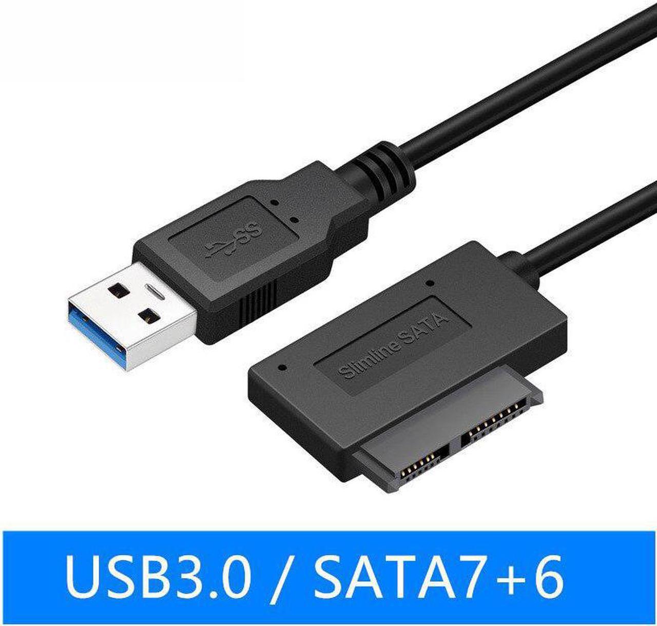 USB 3.0 to Slimline Sata 7 + 6 13Pin Adapter Converter Cable for Laptop CD / DVD ROM Drive Data Cord Adapter