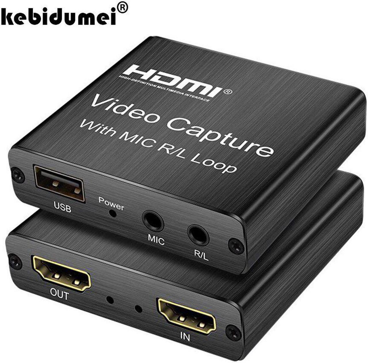 Loop Out Capture Card 4K HDMI To USB 2.0 Video Recording Box for PC Game Live Streaming Video Recorder Mic Input Audio Output