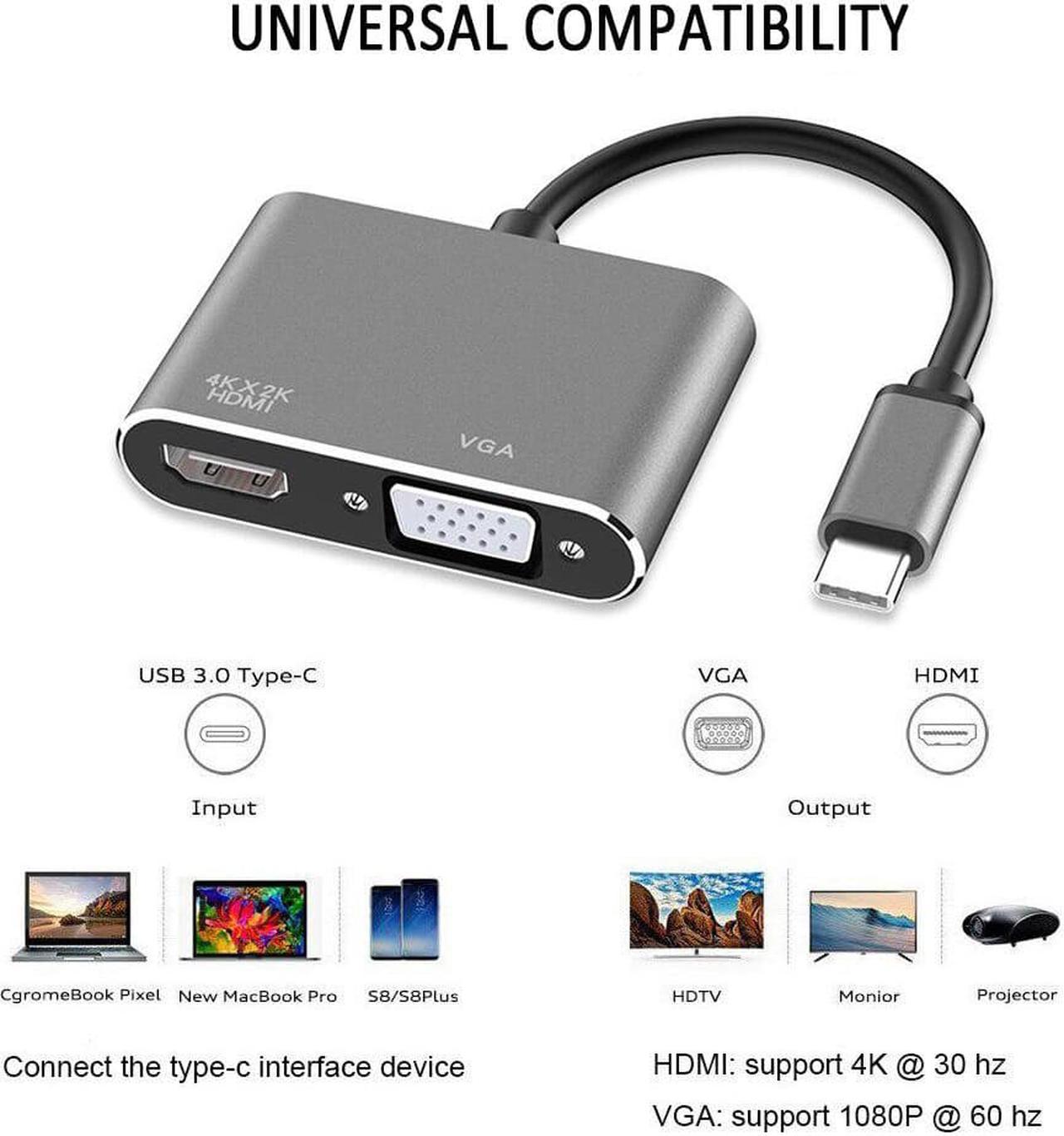 1080P HD USB C VGA Line Audio TV Adapter Type C To HDMI 4K Thunderbolt 3 For  ForGalaxy S10/S9 For  Mate 20/P30 Pro