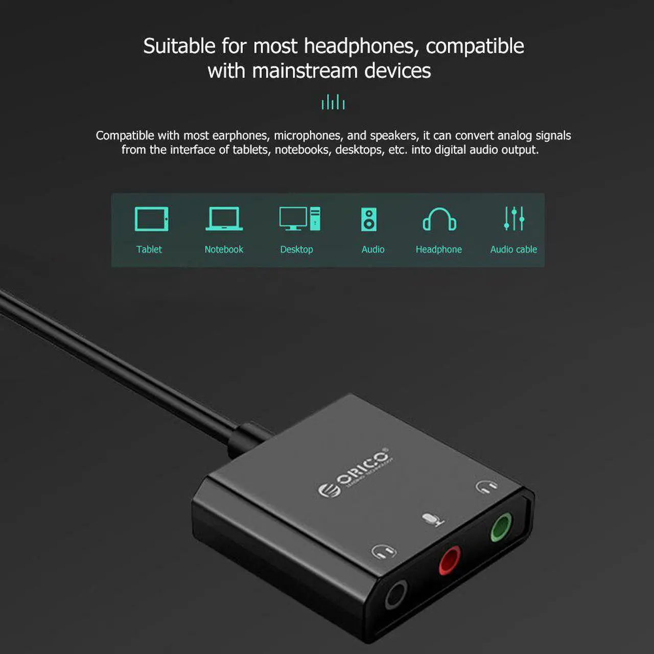 Alt view image 4 of 5 - USB 2.0 External Sound Card 3.5mm Microphone Audio Adapter 3 Ports Output Drive  Soundcard For Laptop PC PS4 Headset