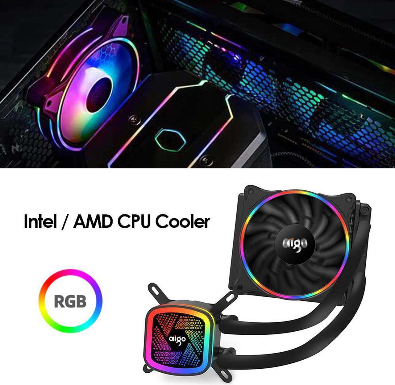 PC Case Water Cooling Computer CPU Cooler RGB Water Cooler Heatsink Integrated CPU Liquid Cooler for LGA 1156 2011 AM4 AM3