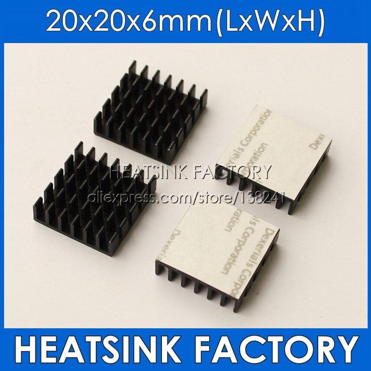 10pcs 20x20x6mm Heat Sink Heatsinks Cooler With Thermal Conductive Adhesive Transfer Tape