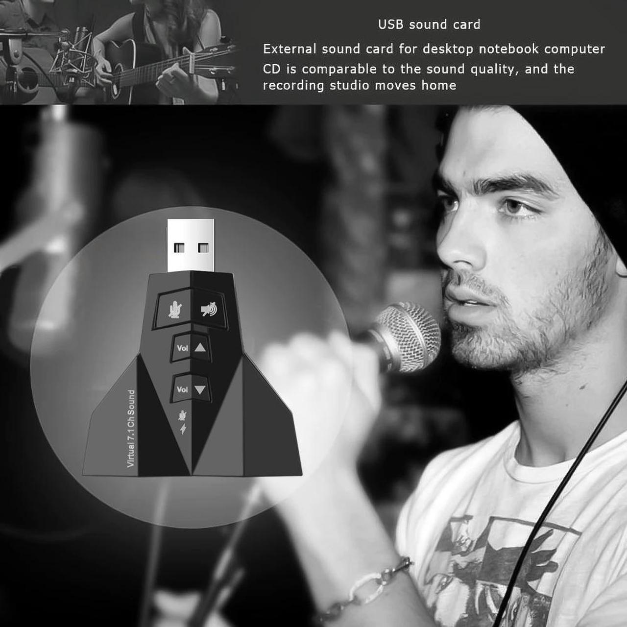 Alt view image 5 of 5 - High Quality 2 in 1 3D External Dual USB Audio Sound Card Digital Dual Virtual 7.1 USB 2.0 Audio Adapter Double Sound Card