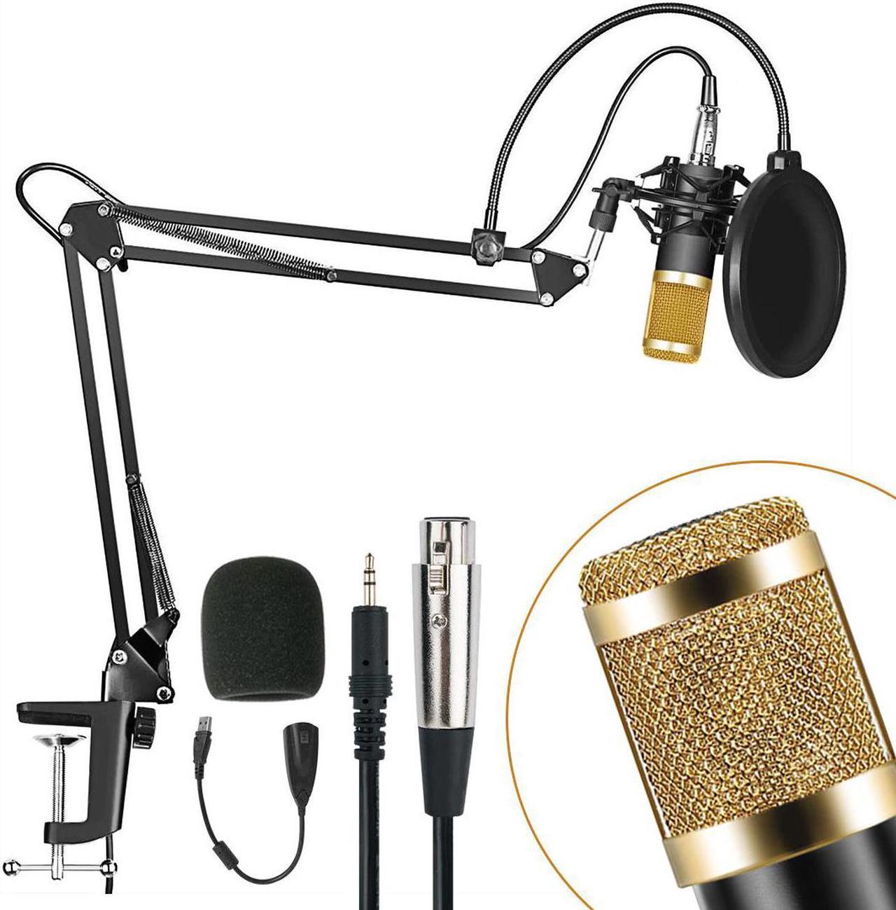 Metal USB Condenser Microphone Recording Microphone Karaoke Microphone for PC Laptop Studio Recording Mic With Sound Card