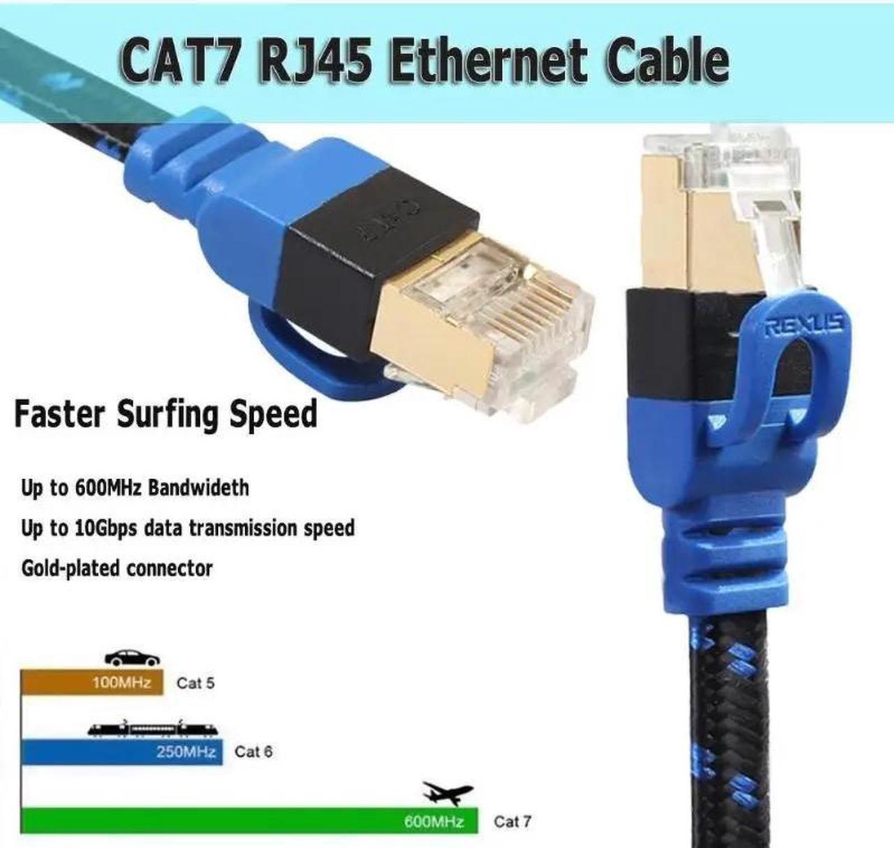 Alt view image 4 of 5 - 0.5m/1m/5m Braided Ethernet Cable RJ45 Cat7 Lan Wire Network Flat Cable Wire with Fibre Networking Cables for Router Switch