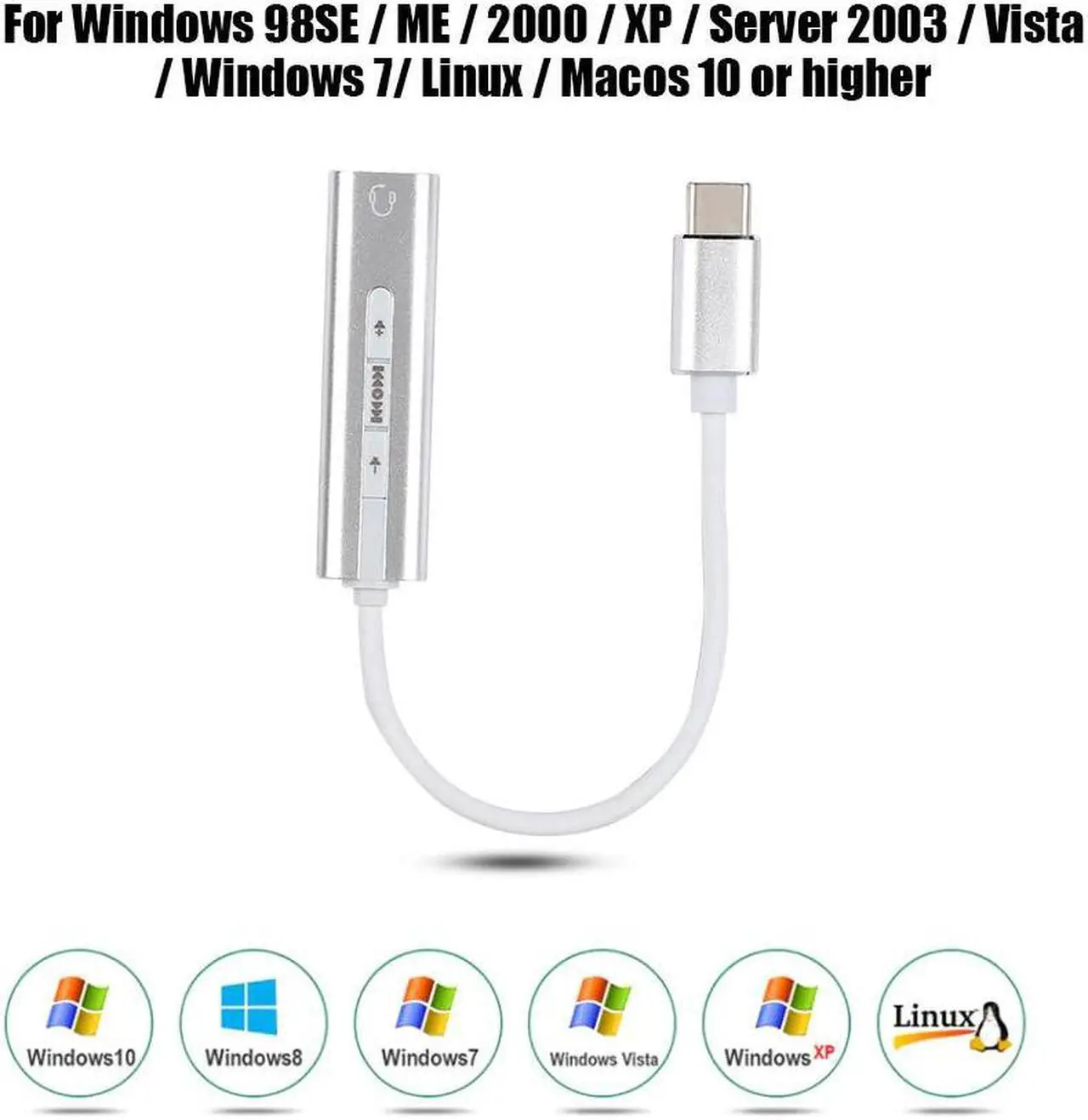 Alt view image 2 of 5 - 7.1 Channel External Type C Sound Card USB Type-C to 3.5mm Female Stereo Sound Card for Windows Headphone Stereo Audio Adapter
