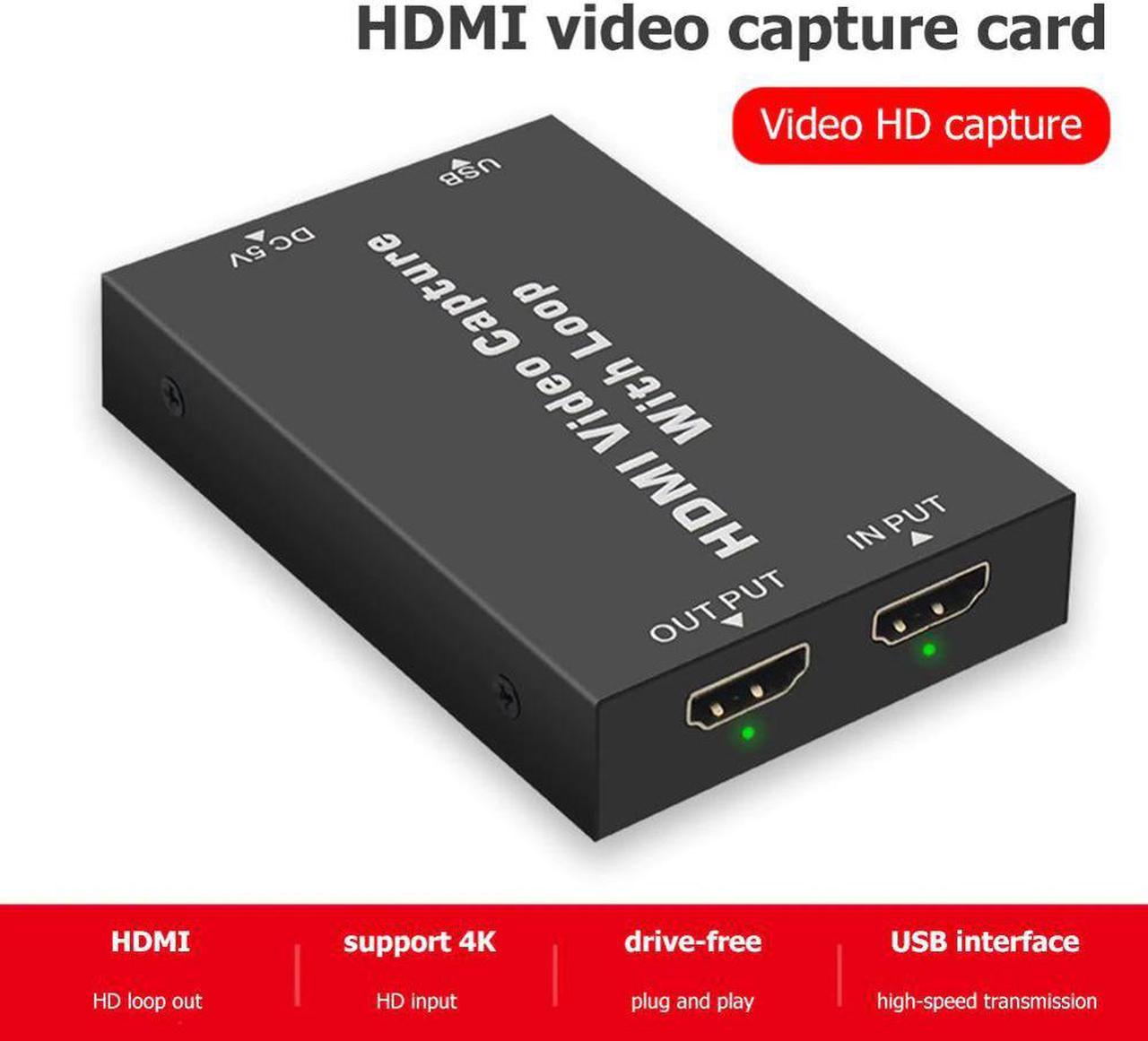 4K HDMI Video Capture Card with Local Loop Out for Game Recording Live Streaming Video Tuner Card Recorder Box HD Video