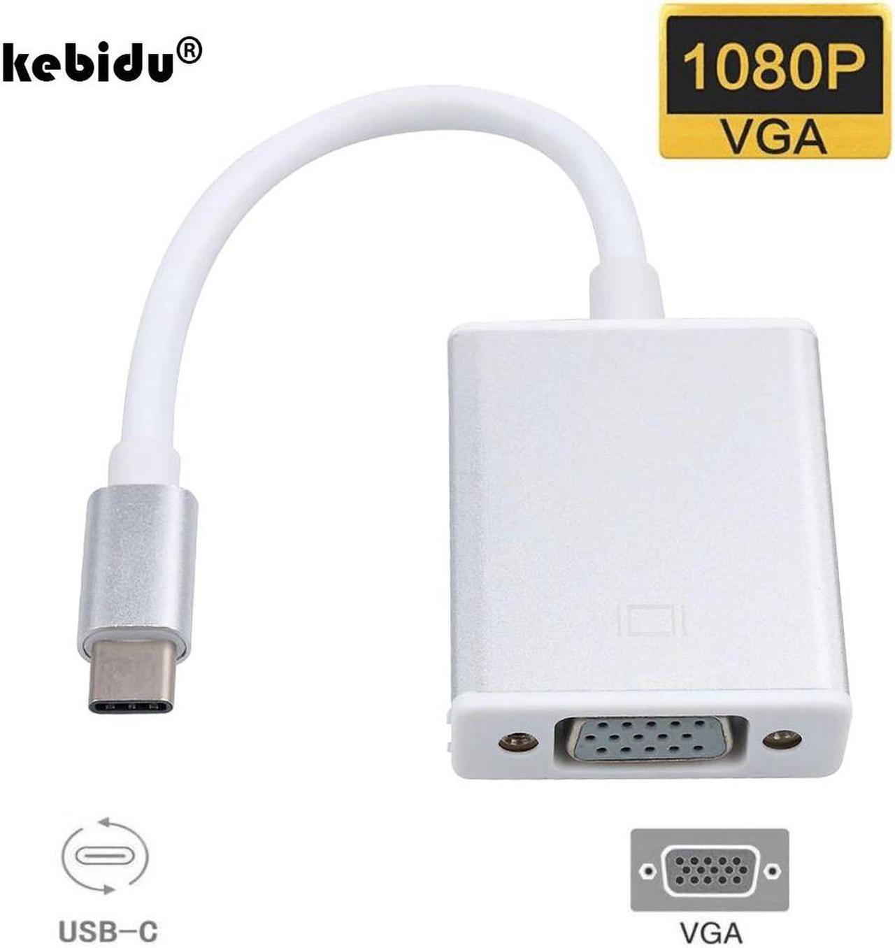 Type C to Female VGA Adapter Cable USBC USB 3.1 to VGA Adapter for Macbook 12 inch Chromebook Pixel Lumia 950XL Silver