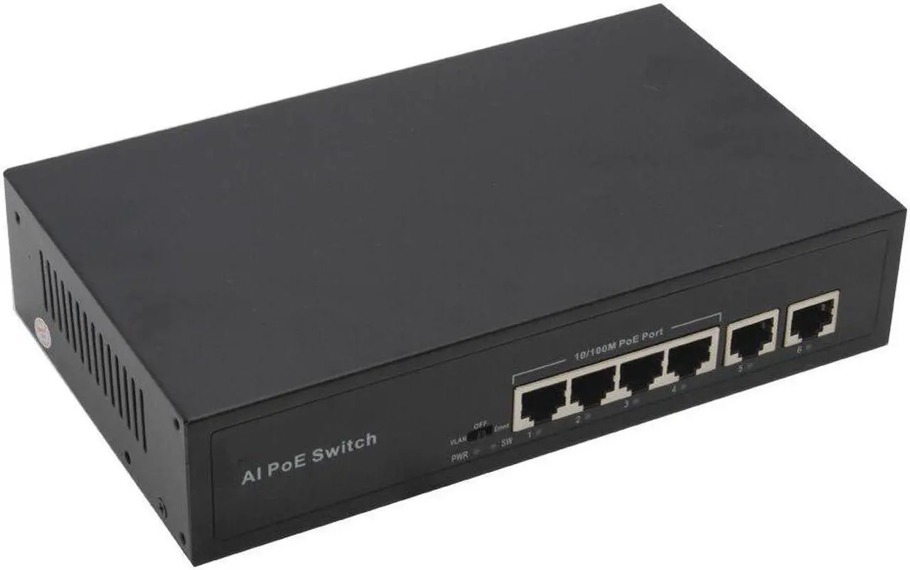 Alt view image 3 of 5 - 1+4 Ports 10/100Mbps Mini PoE Switch 48V 1A Power over Ethernet Network Switch for CCTV IP Camera