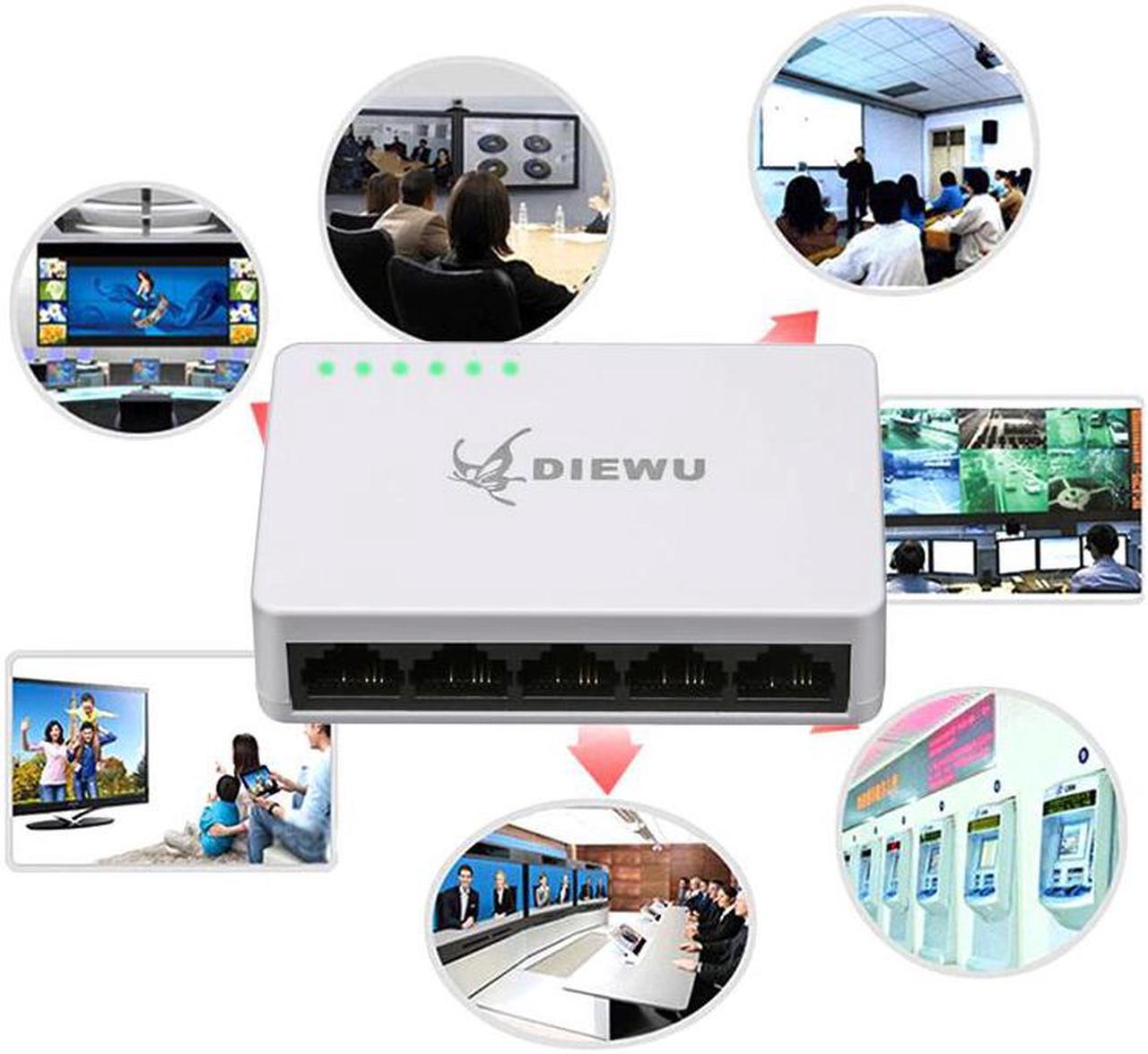 5 Port Ethernet Switch LAN Networks Hub Self-adaptive 10/100 Mbps Splitter QJY99