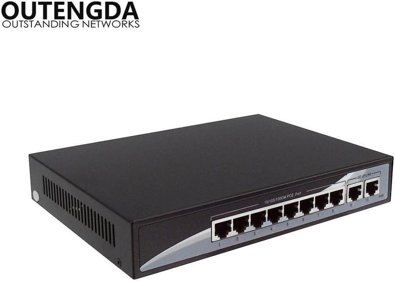 10ports Full Gigabit high power 802.af/at network Ethernet fast switch POE power switch for 5 megapixel camera POE switch