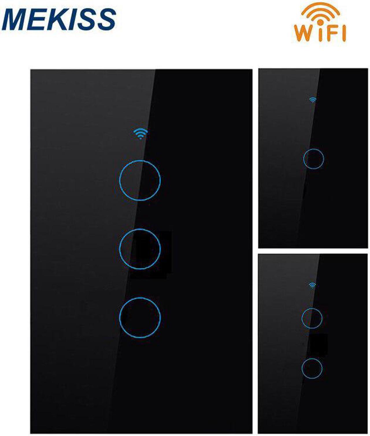 Smart touch switch US standard light switch WIFI network link app remote control 1gang2gang3gang Tempered glass touch panel