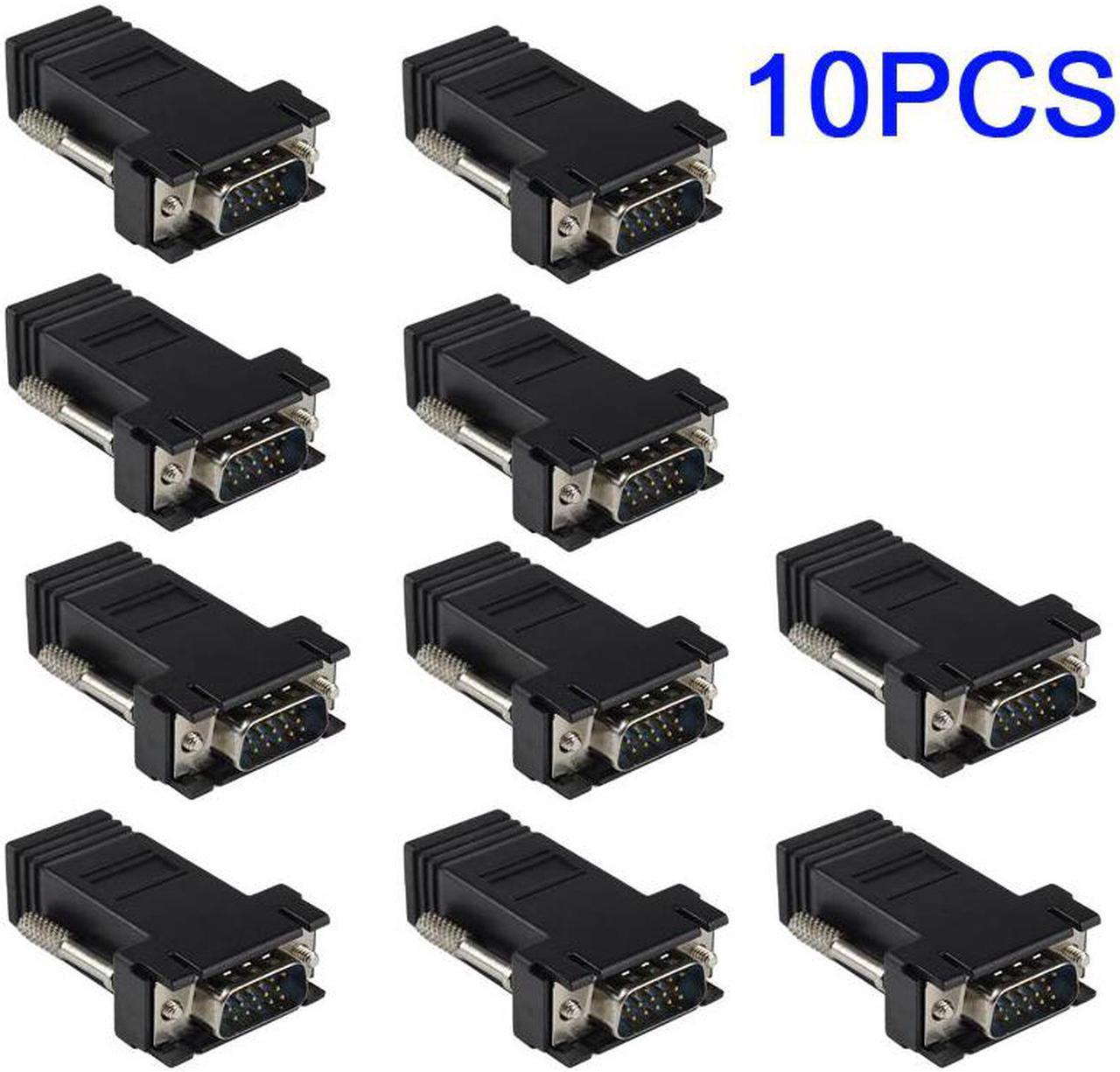 10 Pcs RJ45 to VGA Extender Male to LAN CAT5 CAT6 RJ45 Network Ethernet Cable Female Adapter Computer Extra Switch Adapter