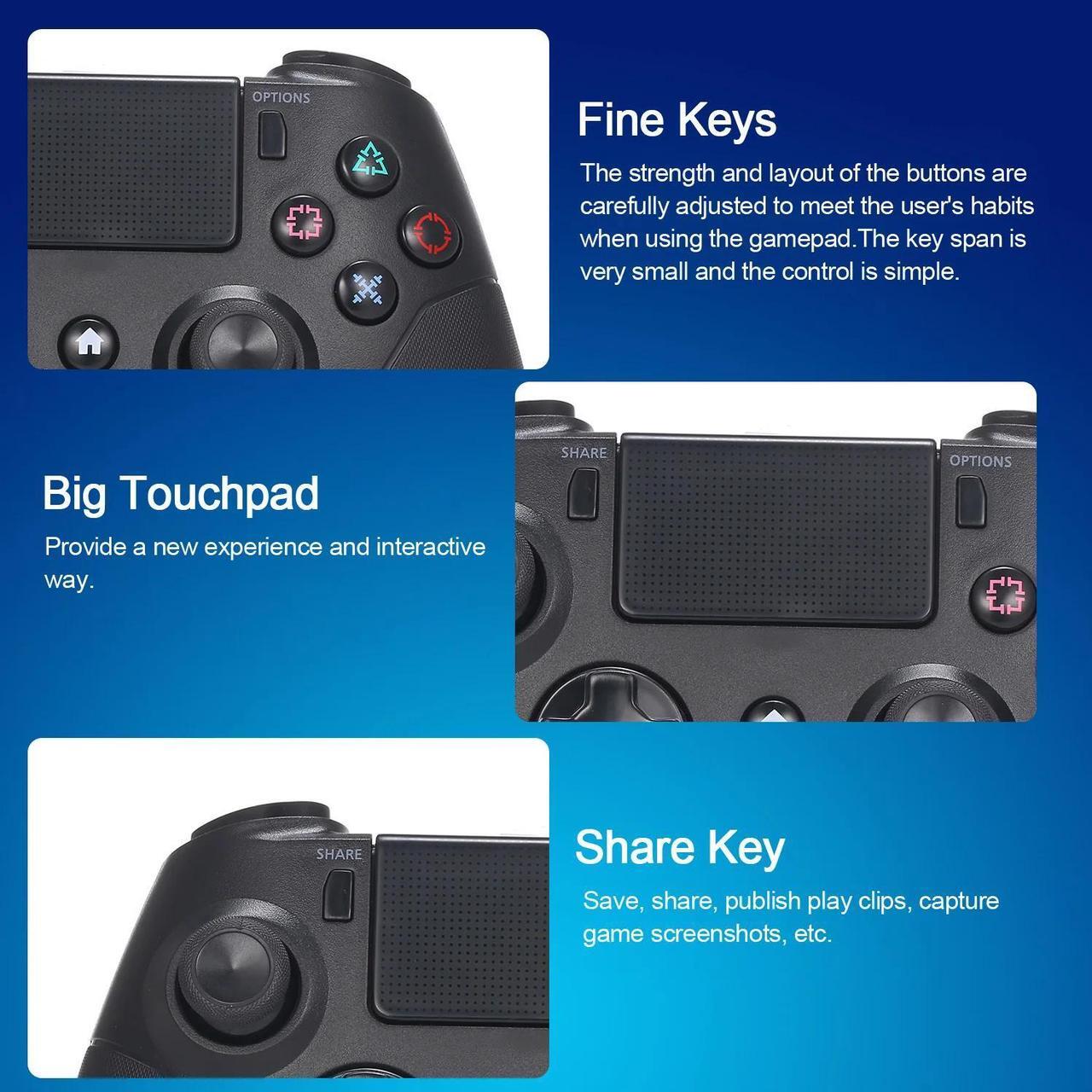 Alt view image 4 of 5 - Controller Remote Control Compatible with PS4 Controller with Double Vibration Touchpad 3.5mm Audio Jack for PS4 PC