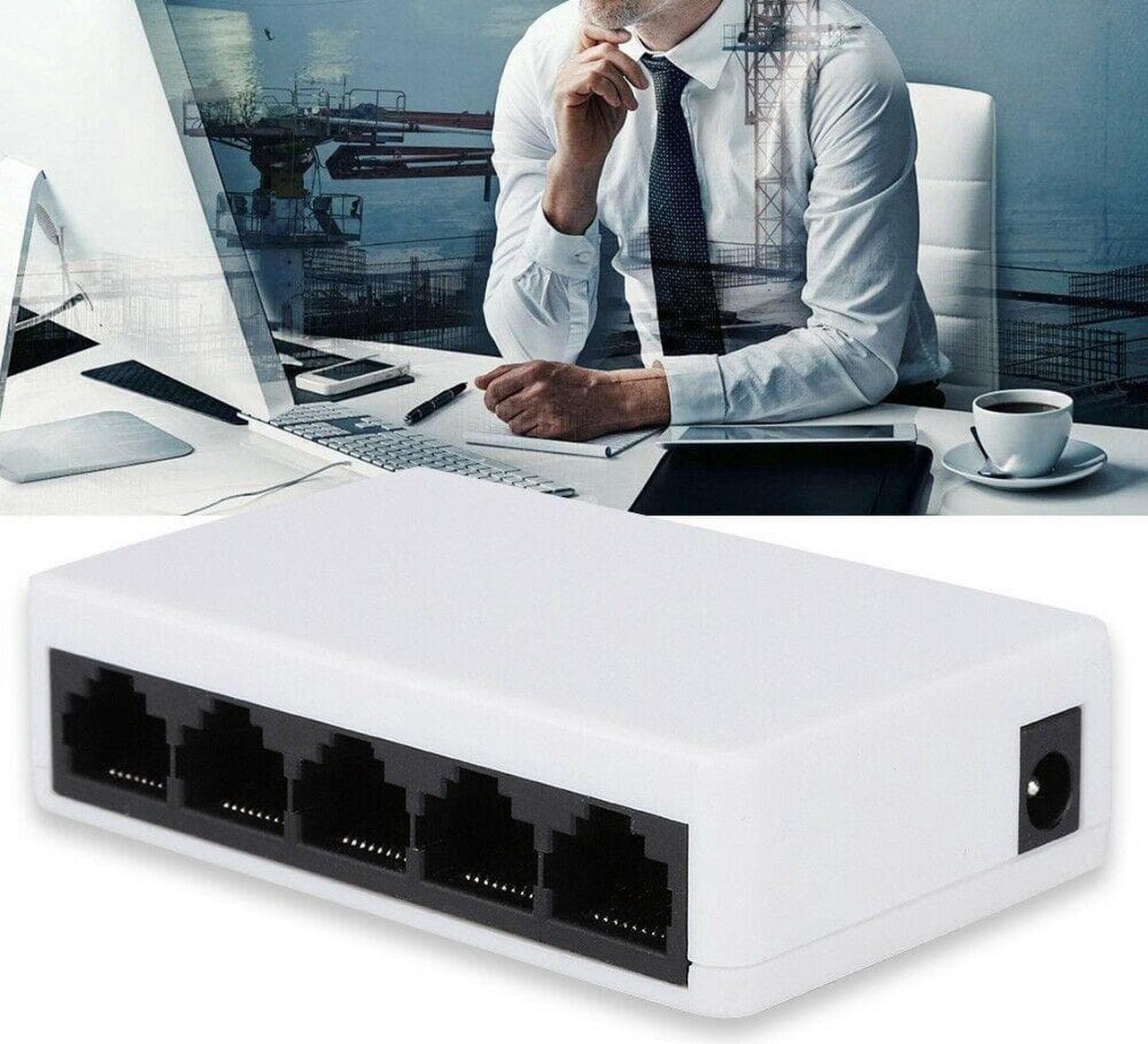 5-Port Desktop Fast Ethernet Switcher Network Switch 10/100 Mbps LAN Hub Adapter Full or Half duplex Exchange