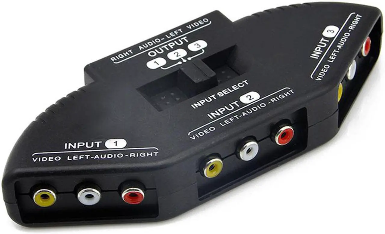 Alt view image 3 of 5 - High Quality 3 Ports Black Selector Video Game Switch Cable AV RCA for TV DVD