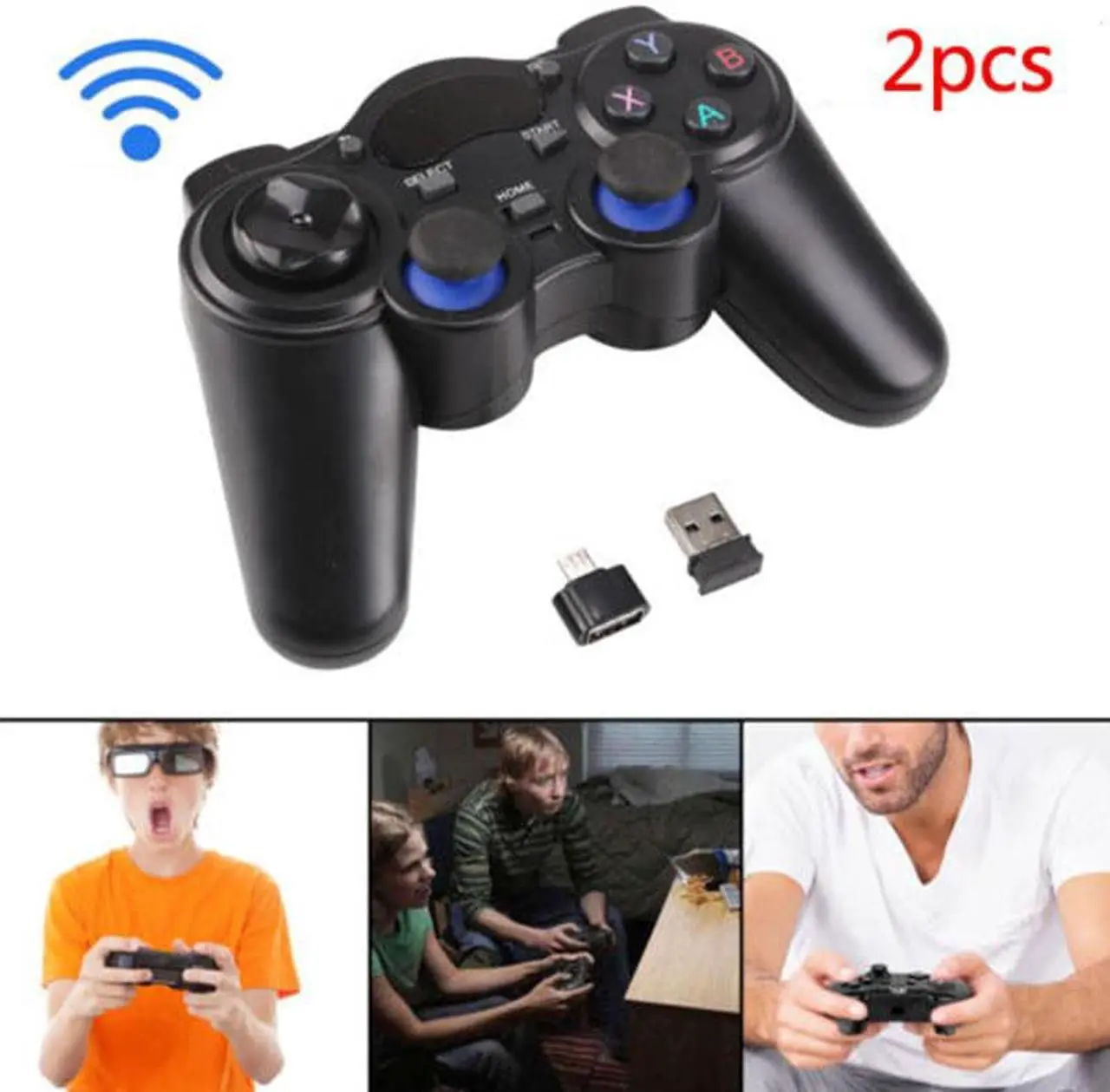 Alt view image 2 of 5 - 2 Pcs Wireless Gamepad 2.4G Wireless Game Controller Gamepad Joystick for PS3 Android TV Box r60