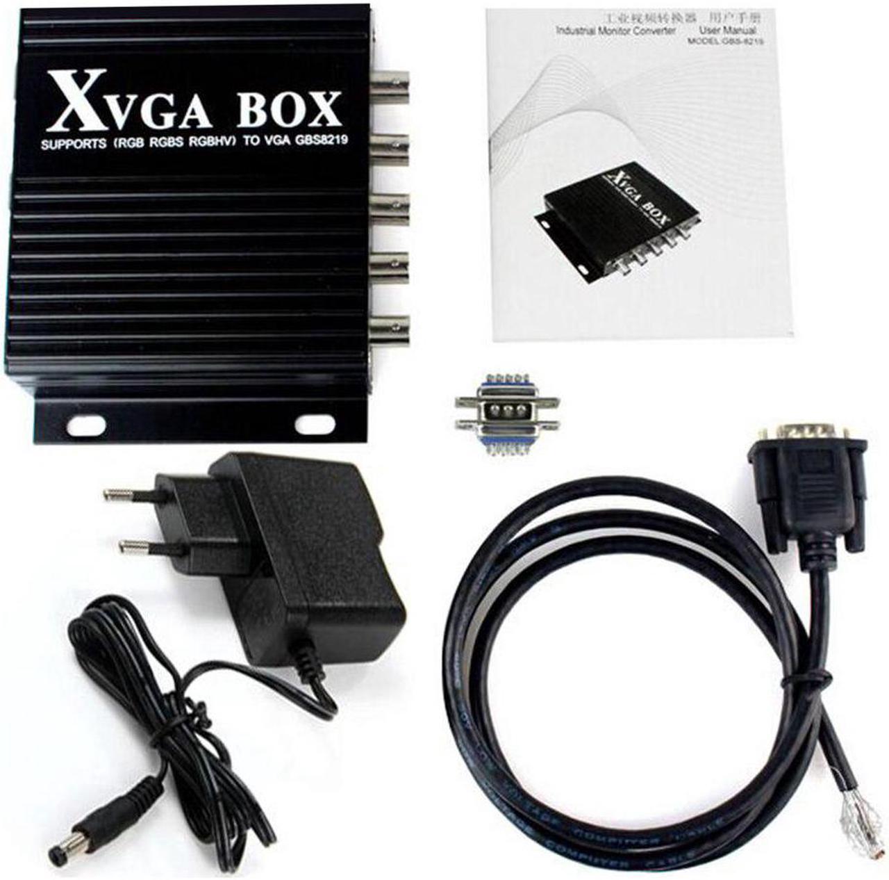 Box RGB RGBS RGBHV MDA CGA EGA to VGA Industrial Monitor Video Converter with EU Plug Power Adapter Black