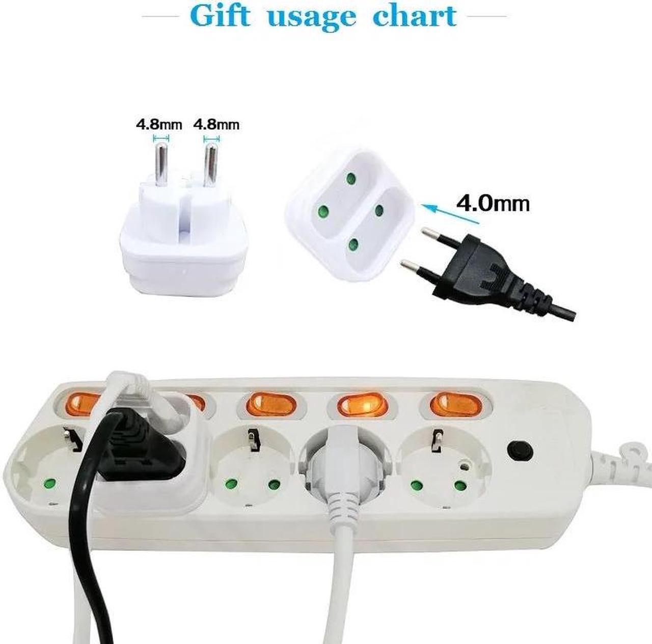Alt view image 5 of 5 - Filter EU Plug Power supply Socket Switch Power Board Electrical Extension Cord Surge Protector for Home Office
