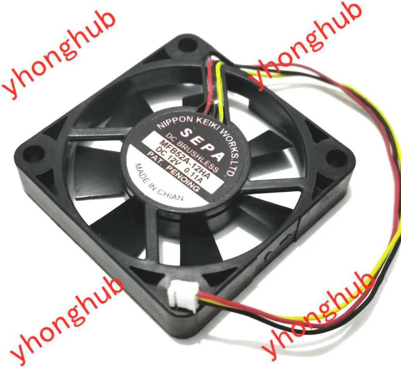 MFB52A-12HA DC 12V 0.11A 50x50x10mm 3-wire Server Cooling Fan