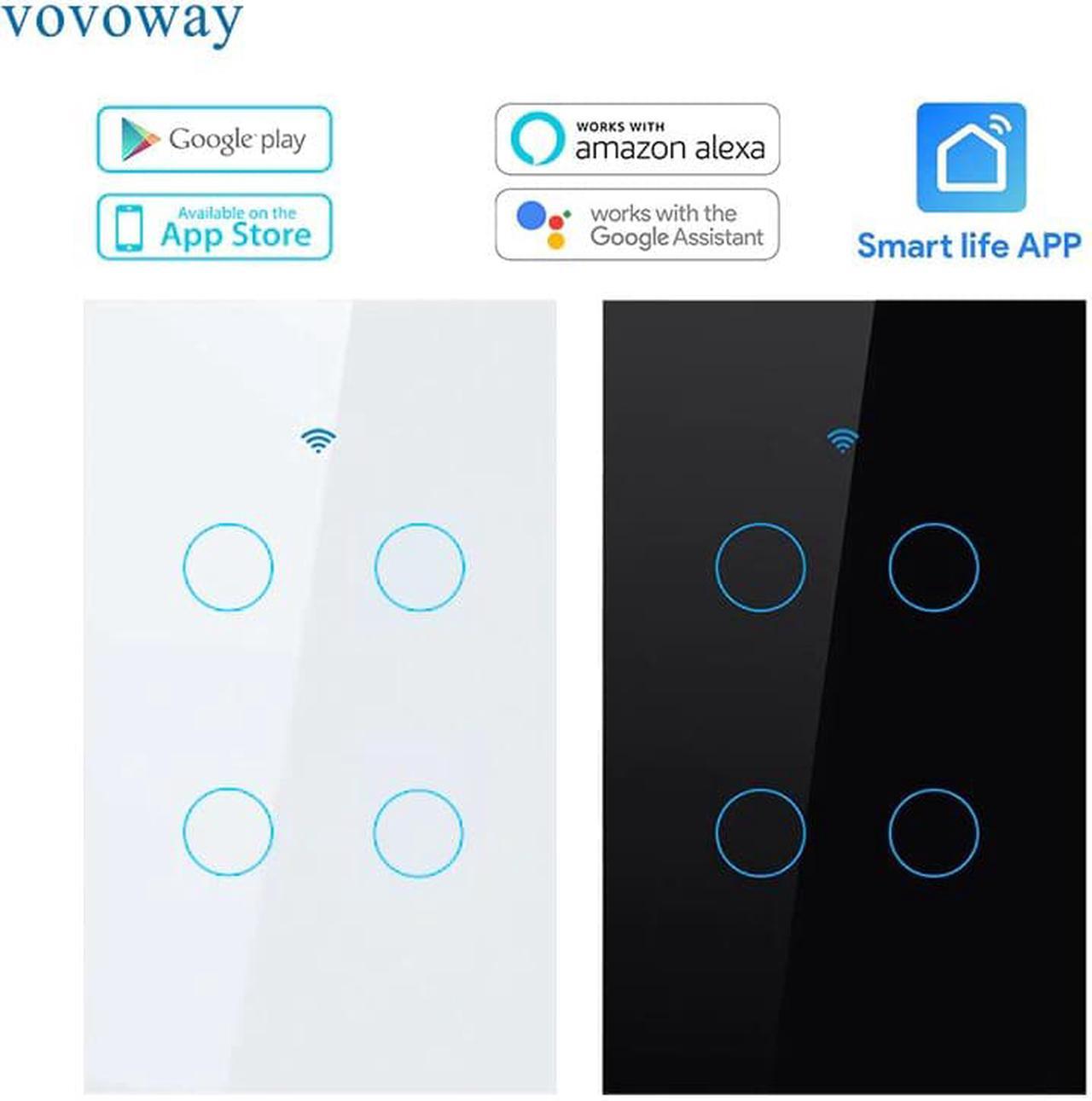 Smart WIFI switch home network connection mobile APP remote control support alexa voice control AC110V-240V 4gang light switch